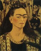 Frida Kahlo The self-portrait artist and monkey oil